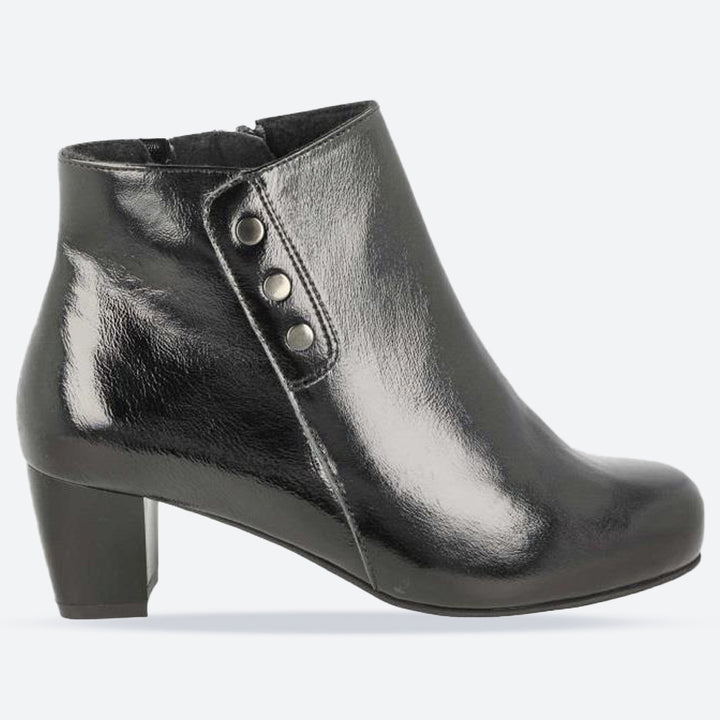 Women's Wide Fit DB Jeannie Heeled Boots in Black Nappa Leather - Image 1