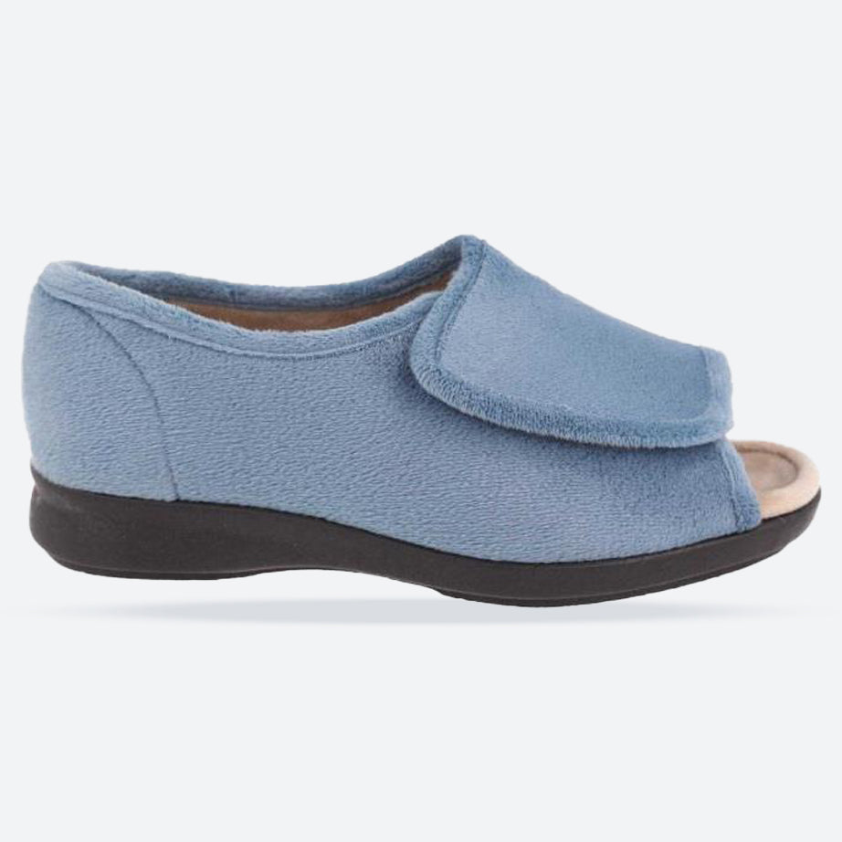 Women's Wide Fit DB Jolene Slippers in Sky Blue Textile - Image 1