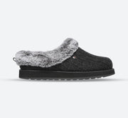 Womens Wide Fit Skechers Keepsakes Ice Angel Mule Slippers - Charcoal