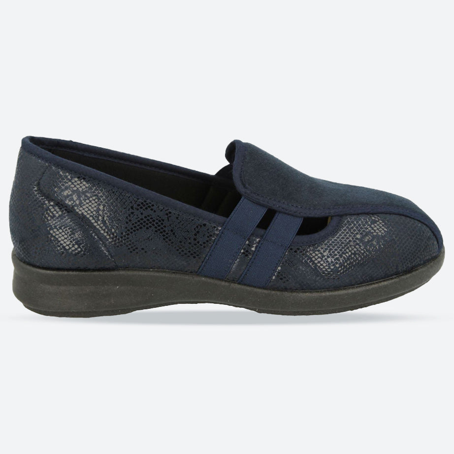 Womens Wide Fit DB Peterborough Shoes in Navy Suedette / Stretch - Image 15
