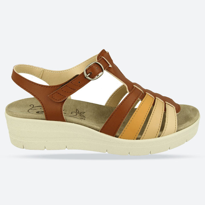 Womens Wide Fit DB Pochard Sandals in Red Multi Synthetic - Image 1