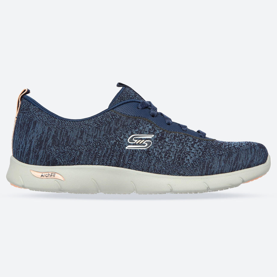 Womens Wide Fit Skechers 104272 Arch Fit Refine Shoes in Navy - Image 1