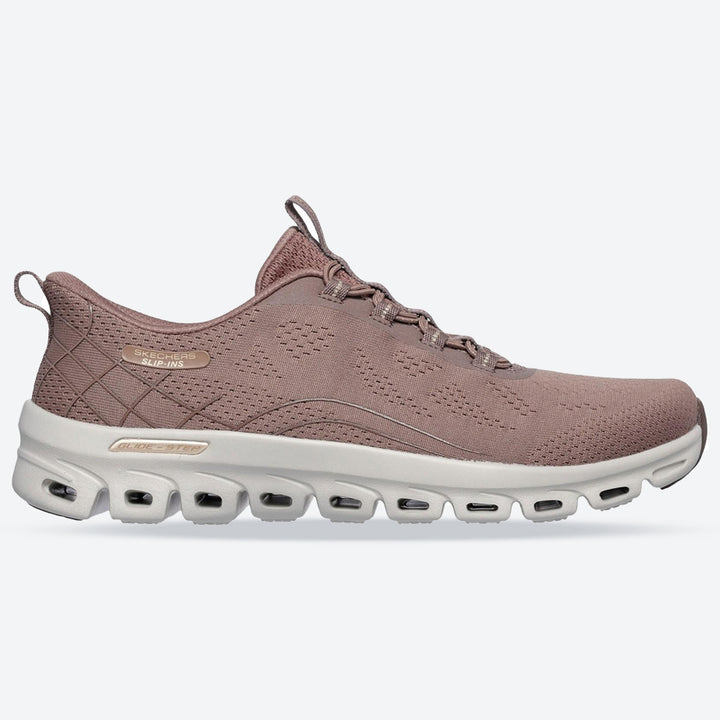 Women's Wide Fit Skechers 104750 Slip-ins Glide Step Elevate Amaze Trainers in Burgundy - Image 1