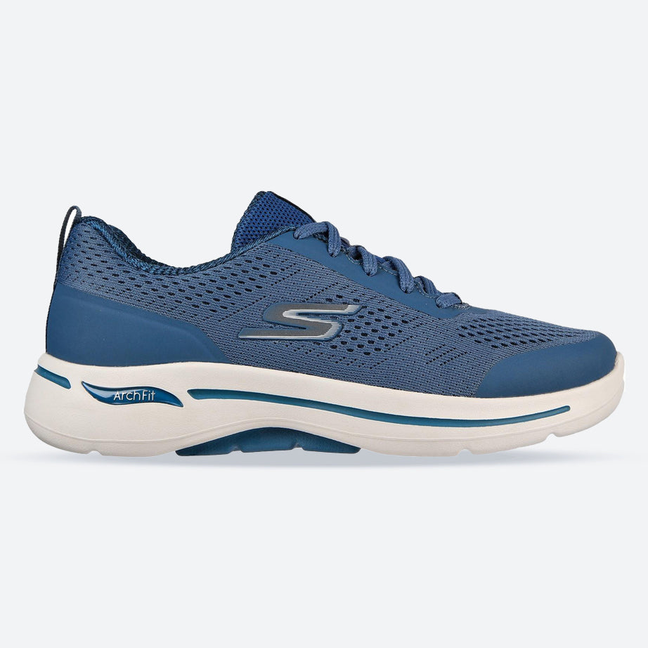 Women's Wide Fit Skechers 124404 Go Walk Arch Fit Motion Breez Trainers in Blue - Image 1