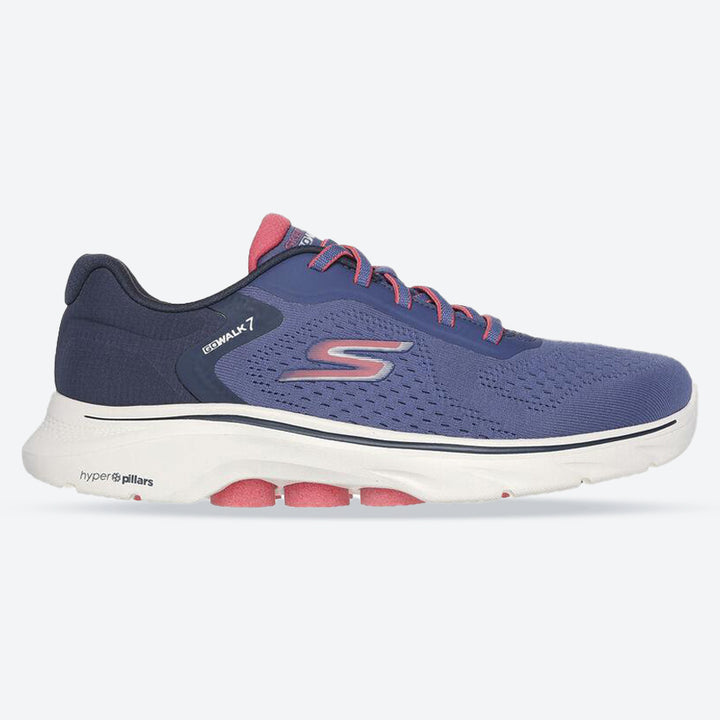 Women's Wide Fit Skechers 125215 Go Walk 7 Cosmic Waves Trainers in Black/Turquoise - Image 1