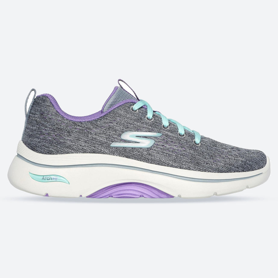 Women's Wide Fit Skechers 125311 Go Walk Arch Fit 2.0 Vivid Trainers in Grey/Lavender - Image 1