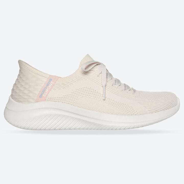 Women's Wide Fit Skechers 149710 Slip-ins Ultra Flex 3.0 Brilliant Trainers - Natural