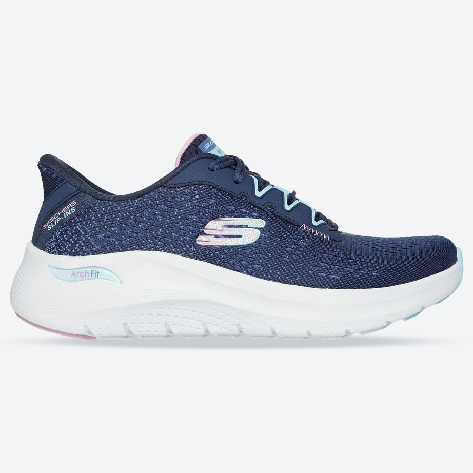 Women's Wide Fit Skechers 150333 Slip-ins Arch Fit 2.0 Fresh Space Trainers in Black/Multi - Image 7