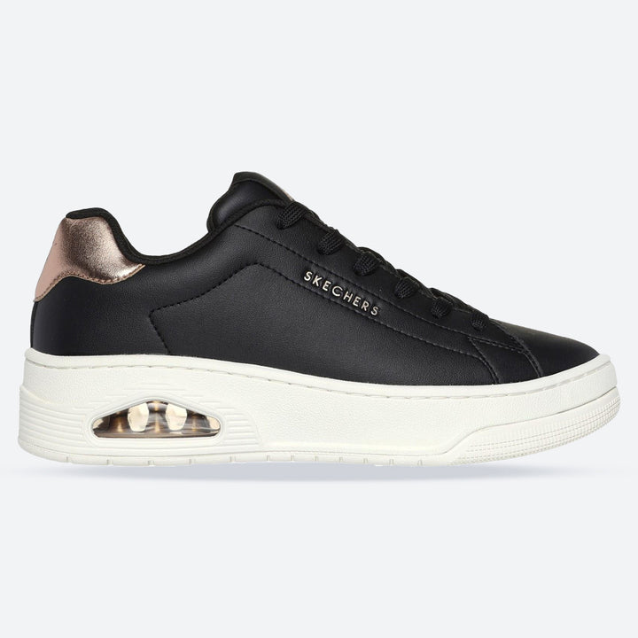 Women's Wide Fit Skechers 177700 Uno Court Courted Air Trainers in Black - Image 1