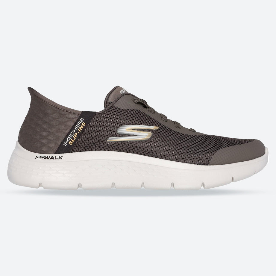 Men's Wide Fit Skechers 216324 Slip-ins Go Walk Flex Hands Up Trainers in Brown - Image 13