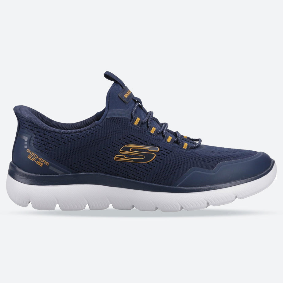 Men's Wide Fit Skechers 233045 Slip-ins Summits Top Rate Trainers in Navy/Yellow - Image 13