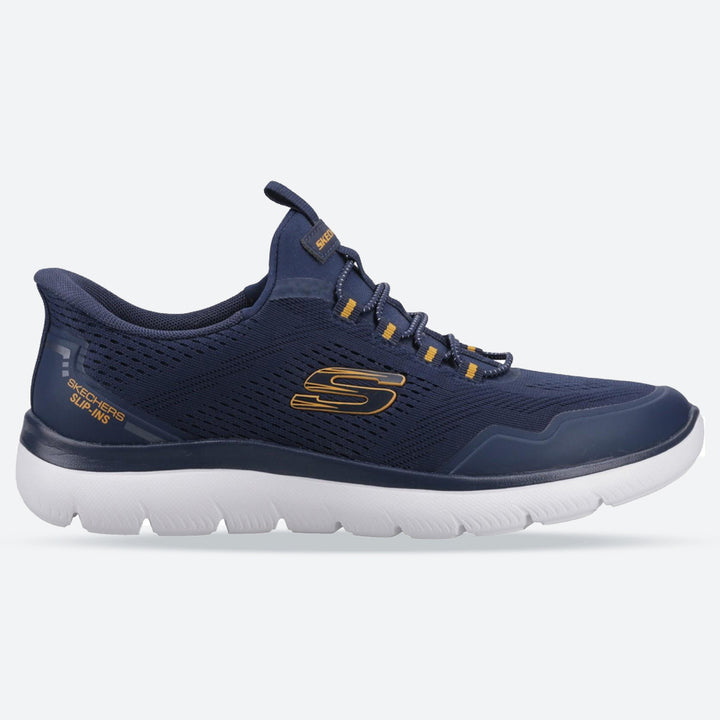 Men's Wide Fit Skechers 233045 Slip-ins Summits Top Rate Trainers in Navy/Yellow - Image 1