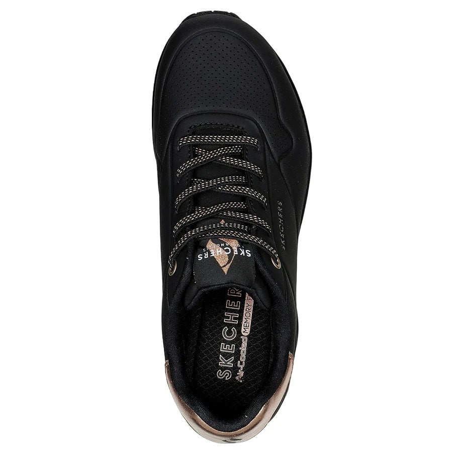Women's Wide Fit Skechers Uno 155196 Shimmer Away Trainers