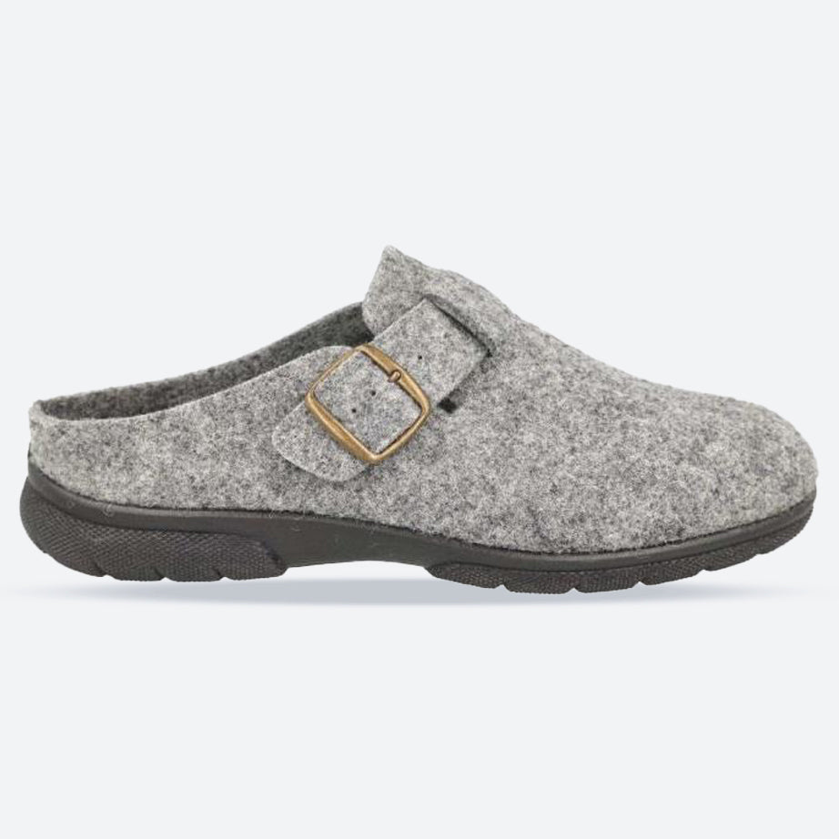 Men's Wide Fit DB Skyfall Mule Buckle Slippers in Navy Felt - Image 13