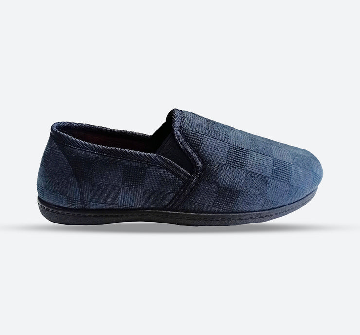 Mens Wide Fit Sleephhh Slippers | Sleephhh | Wide Fit Shoes Navy Check / 10 / 2E