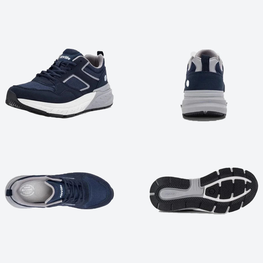 Mens Wide Fit FitVille Rebound Neo V2 Trainers in navy-blue-dove-grey - Image 4
