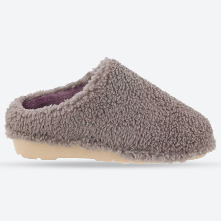 Women's Wide Fit DB Tatum Mule Slippers in Grey Fleece - Image 1