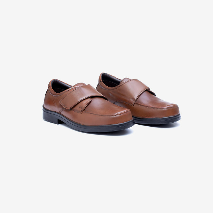 Mens Wide Fit Tredd Well York Velcro Shoes - Tan