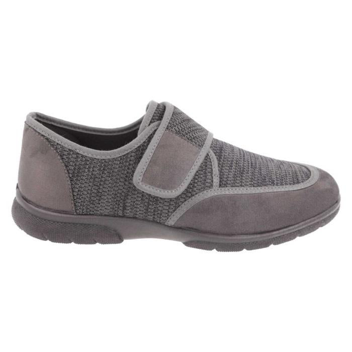 Men's Wide Fit DB Gavin Velcro Slippers in Navy Stretch / Navy Suedette - Image 1