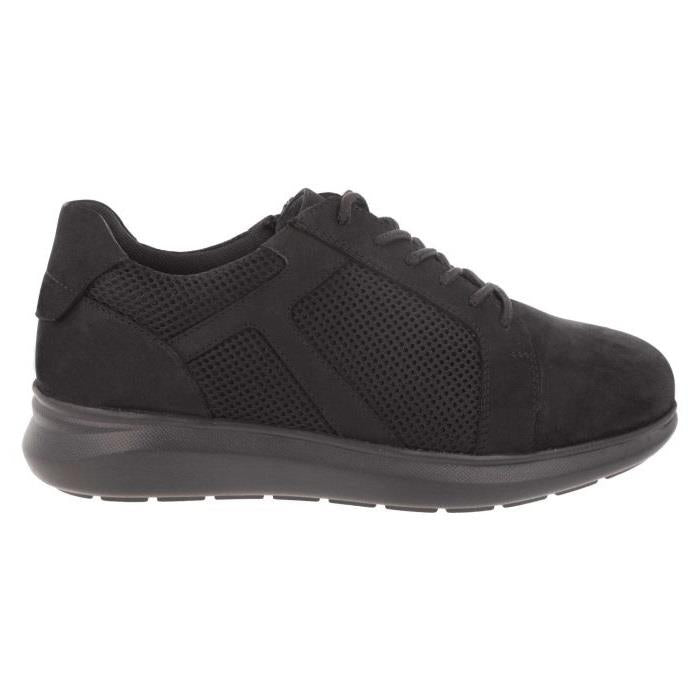Men's Wide Fit DB Samuel Zip/Lace Up Trainers in Black Leather / Black Mesh - Image 2