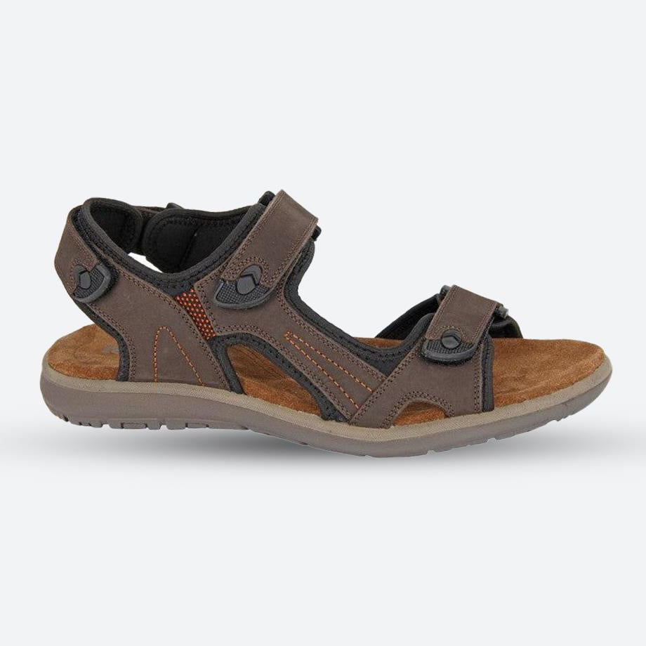 Mens Wide Fit Roamers M 428BX Sandals in Brown Leather - Image 1