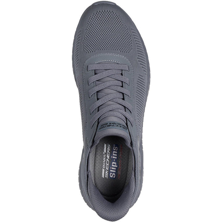 Men's Wide Fit Skechers Slip-ins 118312 Bobs Sport Squad Chaos Solid Step Trainers in Dark Grey - Image 1