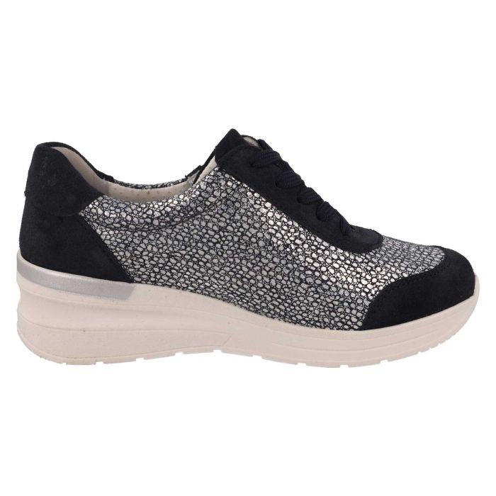 Women's Wide Fit DB Bilberry Trainers in Navy Suede - Image 4