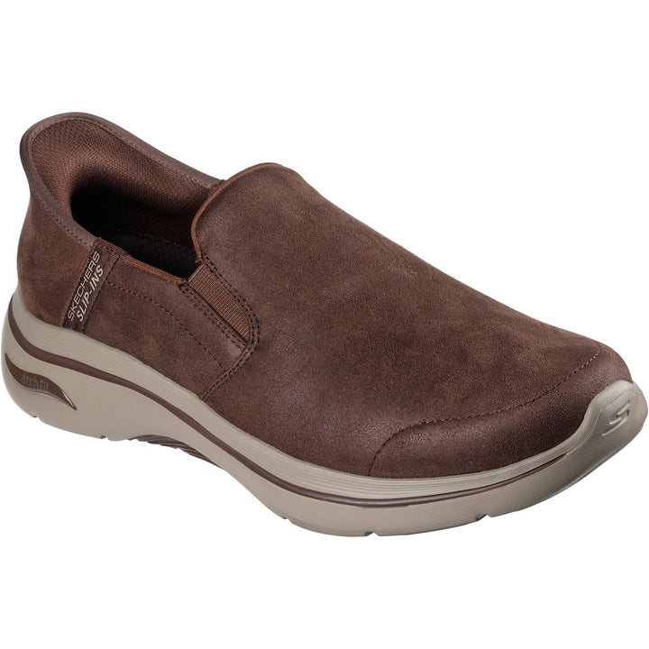Men's Wide Fit Skechers 216813 Slip-ins Go Walk Arch Fit 2.0 Quest Trainers in Brown - Image 1