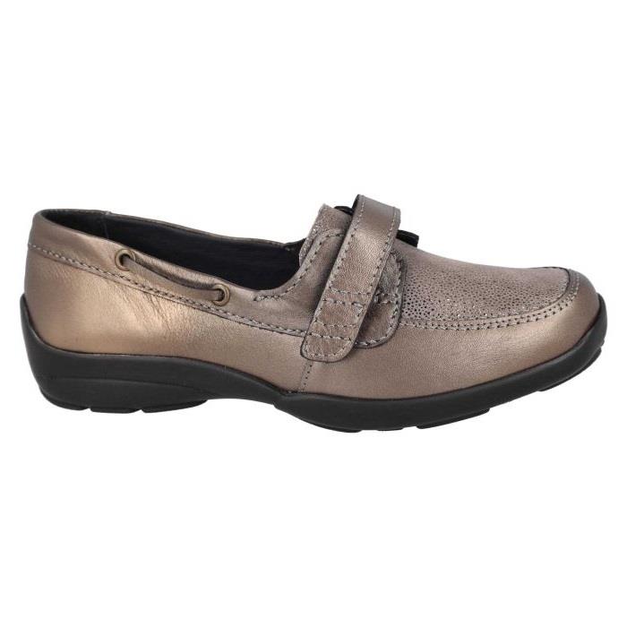 Women's Wide Fit DB Fiddle Shoes in Black Leather / Patent / Spot - Image 1