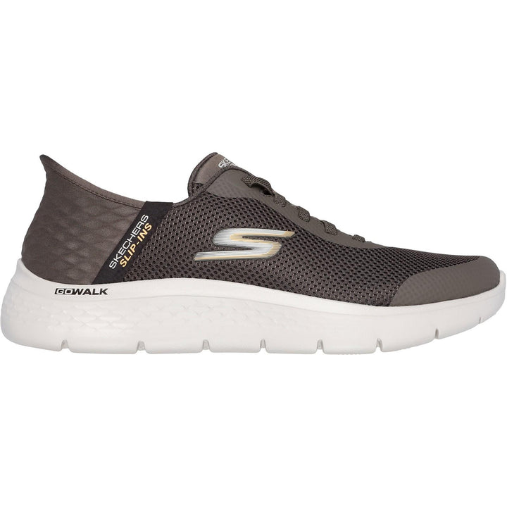 Men's Wide Fit Skechers 216324 Slip-ins Go Walk Flex Hands Up Trainers in Brown - Image 1