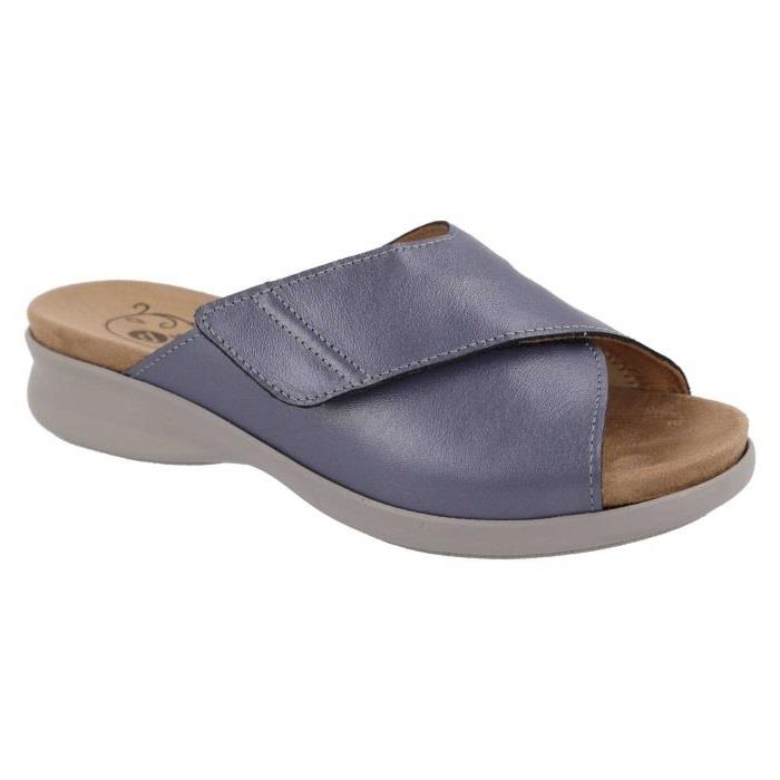 Women's Wide Fit DB Kiera Mule Sandals in Blue / Multi Stretch Leather - Image 1