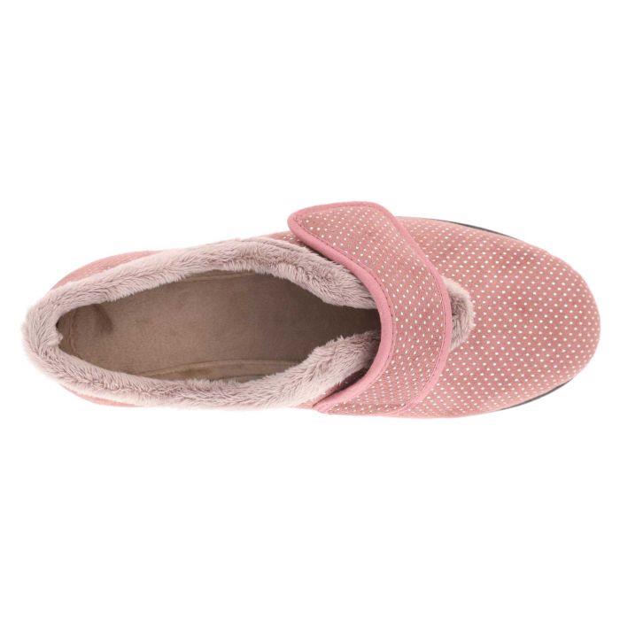 Women's Wide Fit DB Heidi Slippers in Black Velour / Shiny Dot - Image 10