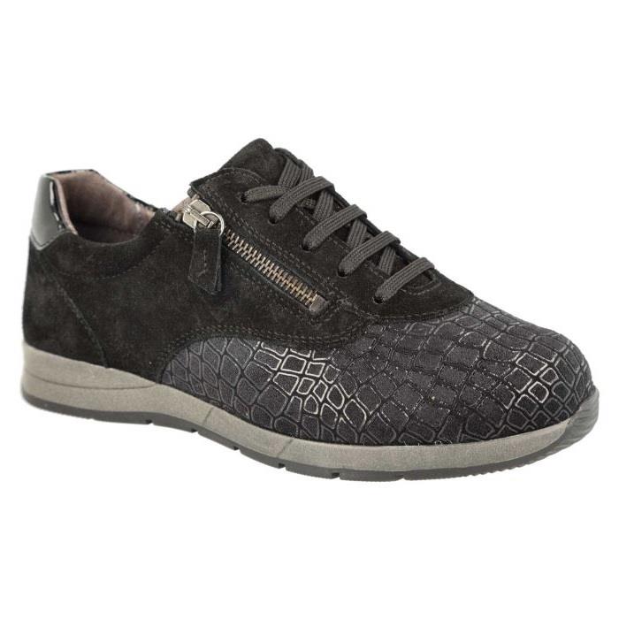 Women's Wide Fit DB Cumulus Trainers in Black Suede / Stretch / Patent - Image 1