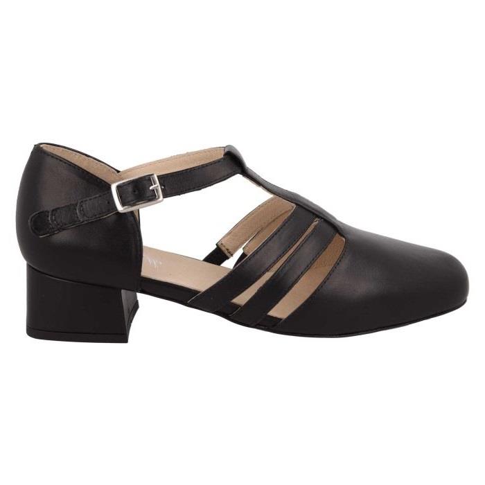 Women's Wide Fit DB Ruby Mid Heel Sandals in Black Leather - Image 1