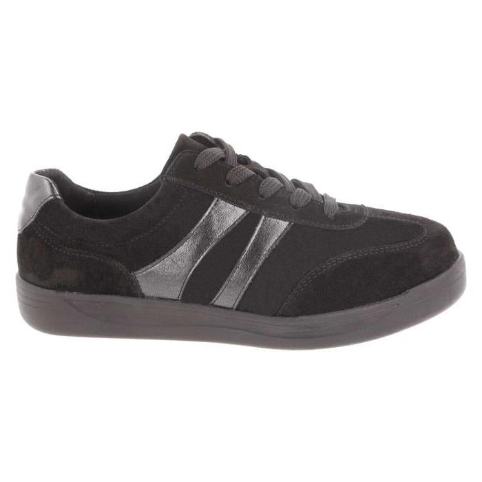 Women's Wide Fit DB Hannah Lace Up Trainers in Black Suede - Image 2