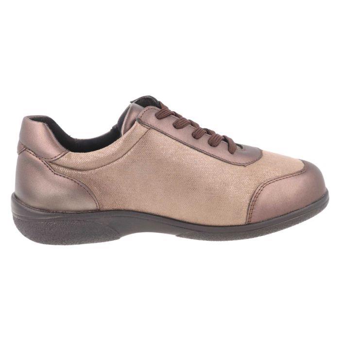 Women's Wide Fit DB Wayfaring Trainers in Brown Leather / Taupe Stretch - Image 3