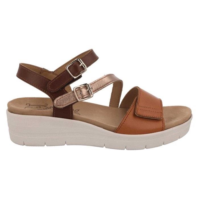 Women's Wide Fit DB Honor Sandals in Gold / Bronze / Silver Leather - Image 1