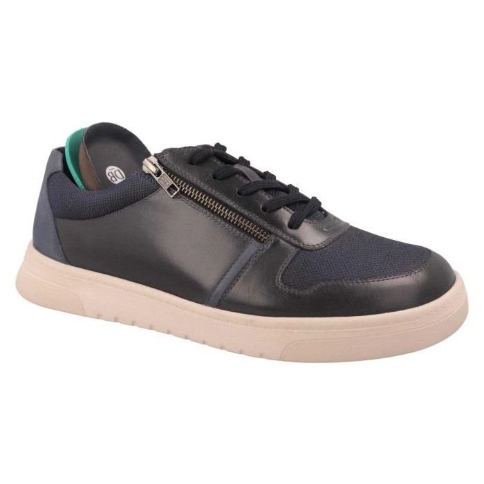 Men's Wide Fit DB Noah Shoes in Navy Leather / Navy Mesh - Image 6
