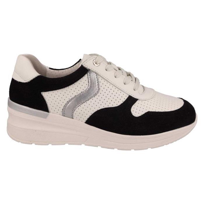 Women's Wide Fit DB Speedwell Trainers in White Leather / Black Suede - Image 2