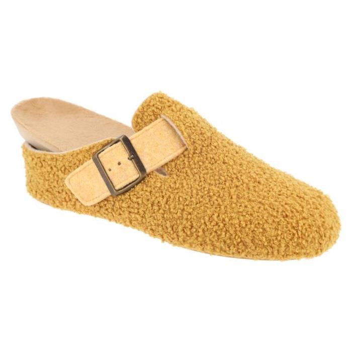 Women's Wide Fit DB Gill Buckle Mule Slippers in Pink Fleece - Image 12