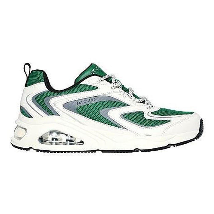 Women's Wide Fit Skechers 177424 Tres Air Uno Street Fl Air Trainers - White/Green
