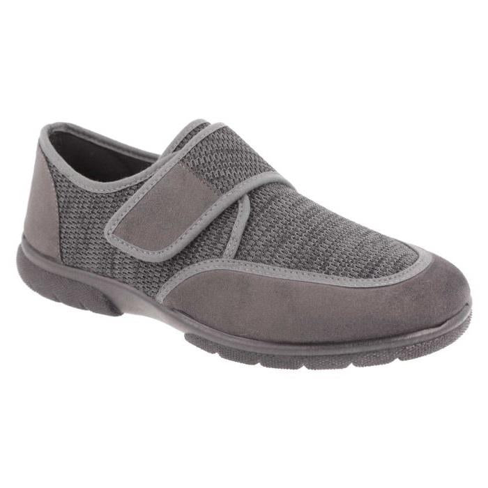Men's Wide Fit DB Gavin Velcro Slippers in Navy Stretch / Navy Suedette - Image 1