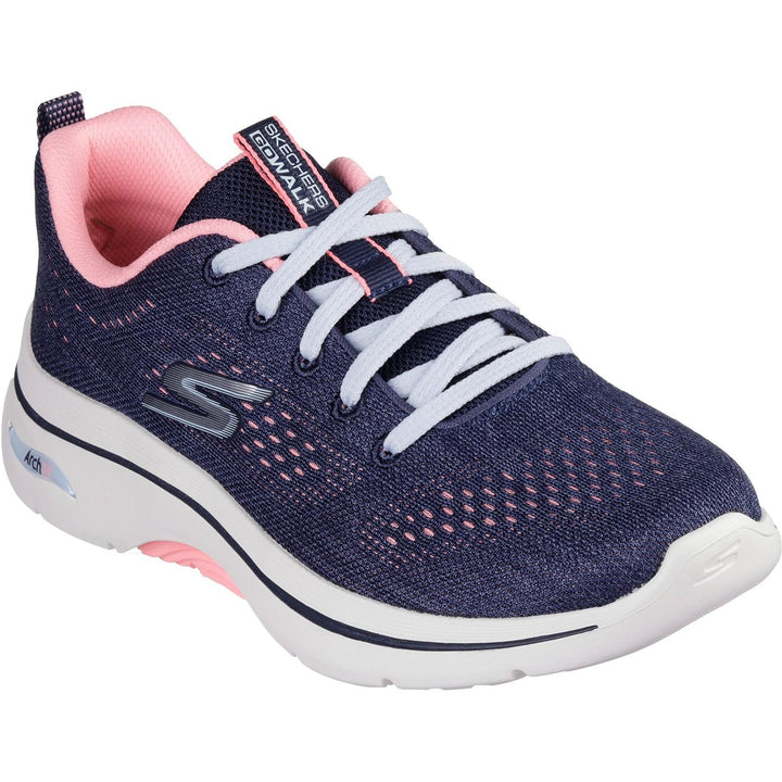 Women's Wide Fit Skechers 125311 Go Walk Arch Fit 2.0 Vivid Trainers in Grey/Lavender - Image 1