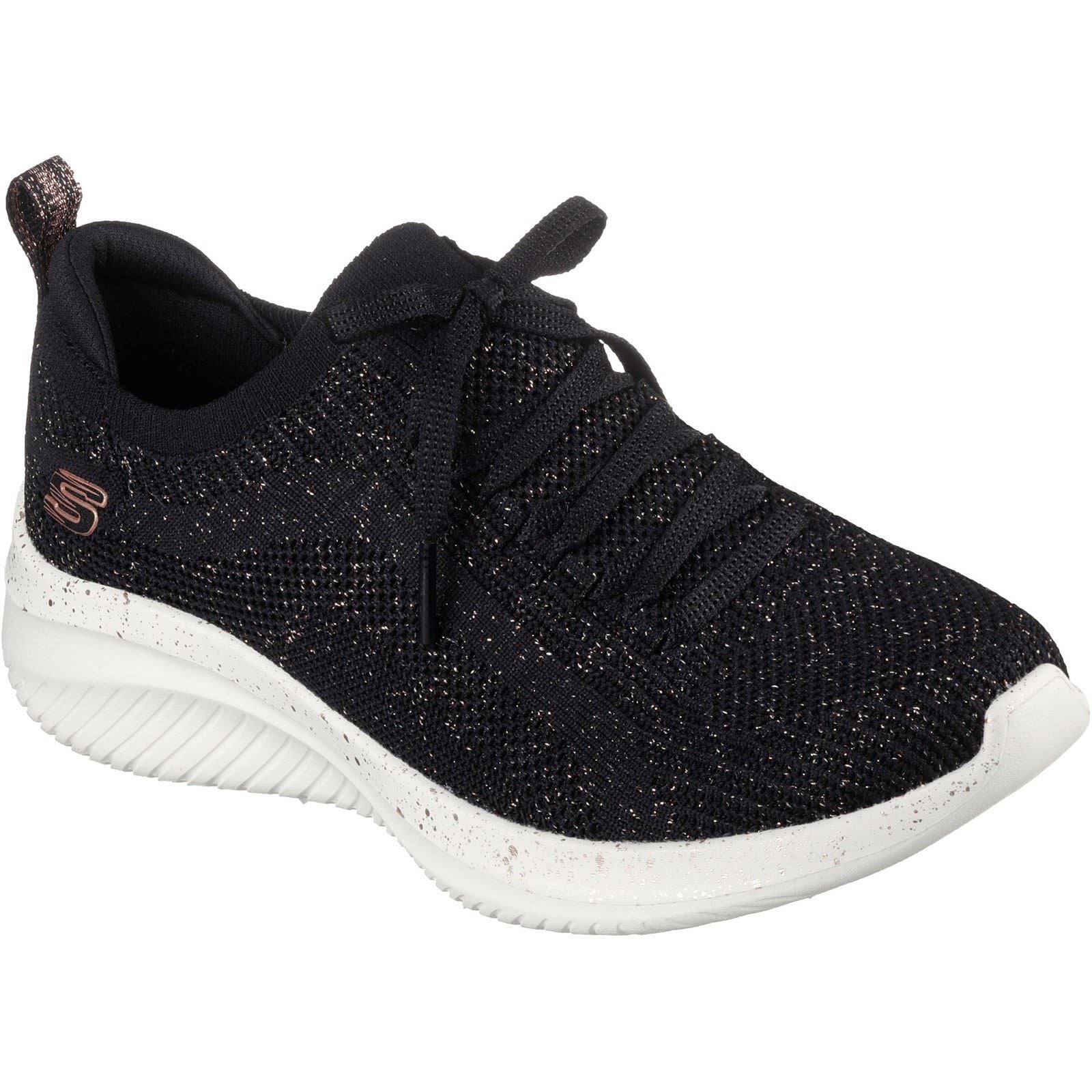 skechers black and gold trainers