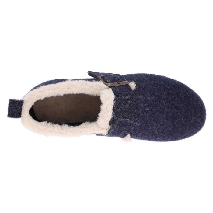 Women's Wide Fit DB Gracie Buckle Slippers in Navy Felt - Image 5