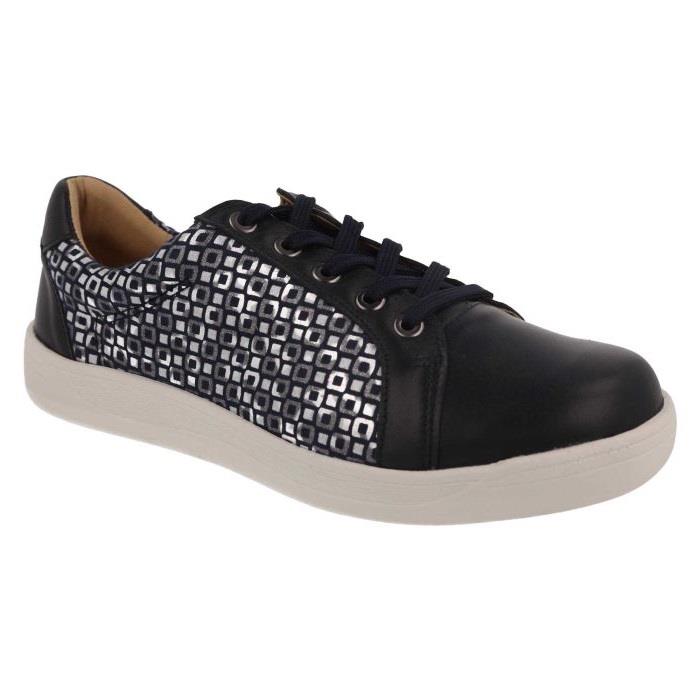 Women's Wide Fit DB Campion Shoes in Navy Leather / Textile - Image 1
