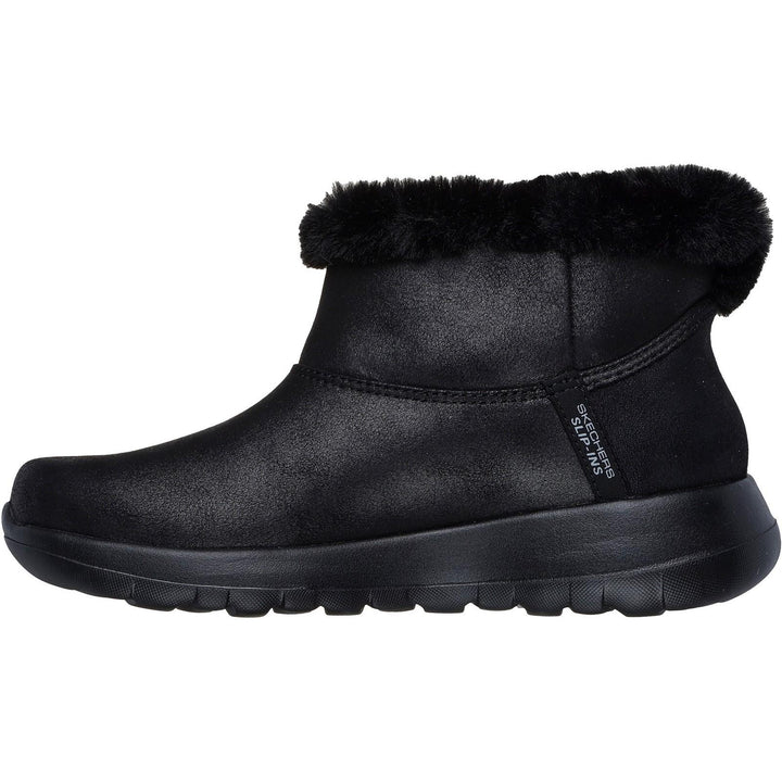 Women's Wide Fit Skechers 144800 Slip-ins On The Go Joy Cozy Dream Boots in Black - Image 1