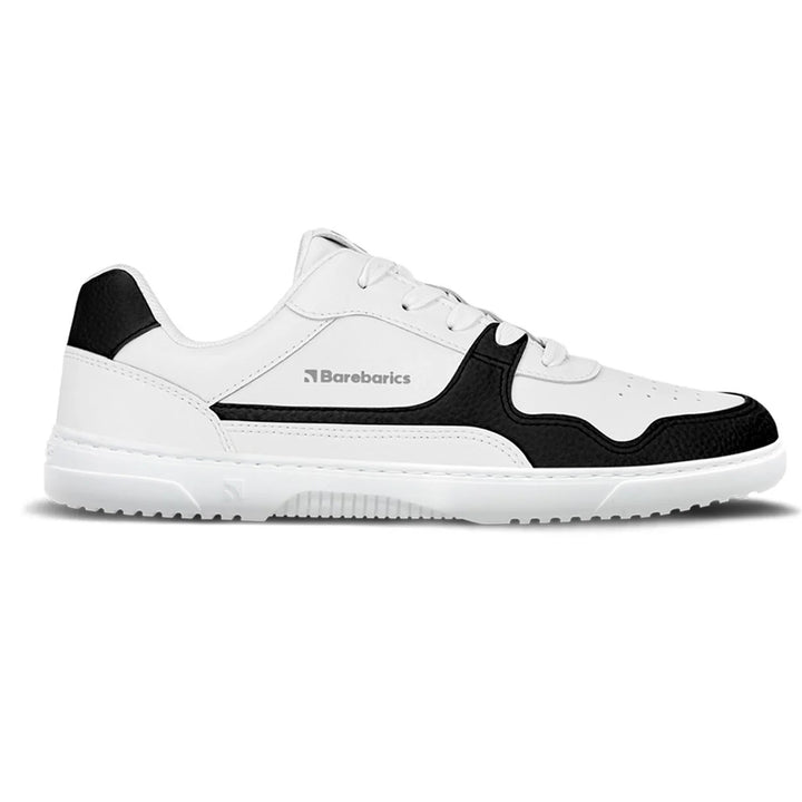 Men's Wide Fit Barefoot Barebarics Zing Walking/Running Trainers in White/Black - Image 1