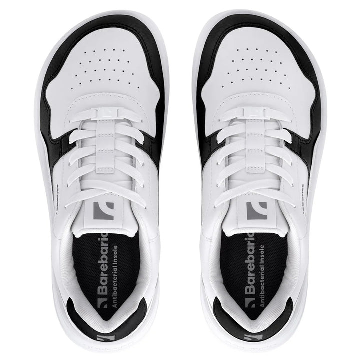 Men's Wide Fit Barefoot Barebarics Zing Walking/Running Trainers in White/Black - Image 1