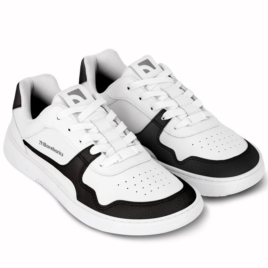 Men's Wide Fit Barefoot Barebarics Zing Walking/Running Trainers in White/Black - Image 3